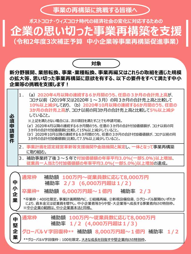 事業再構築補助金のチラシ